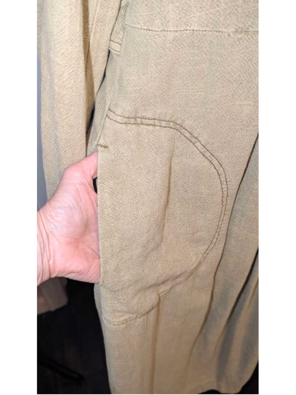 Free People Rainz Duster Jacket Linen Viscose Long Trench Coat Pockets Size Smal - Picture 6 of 9
